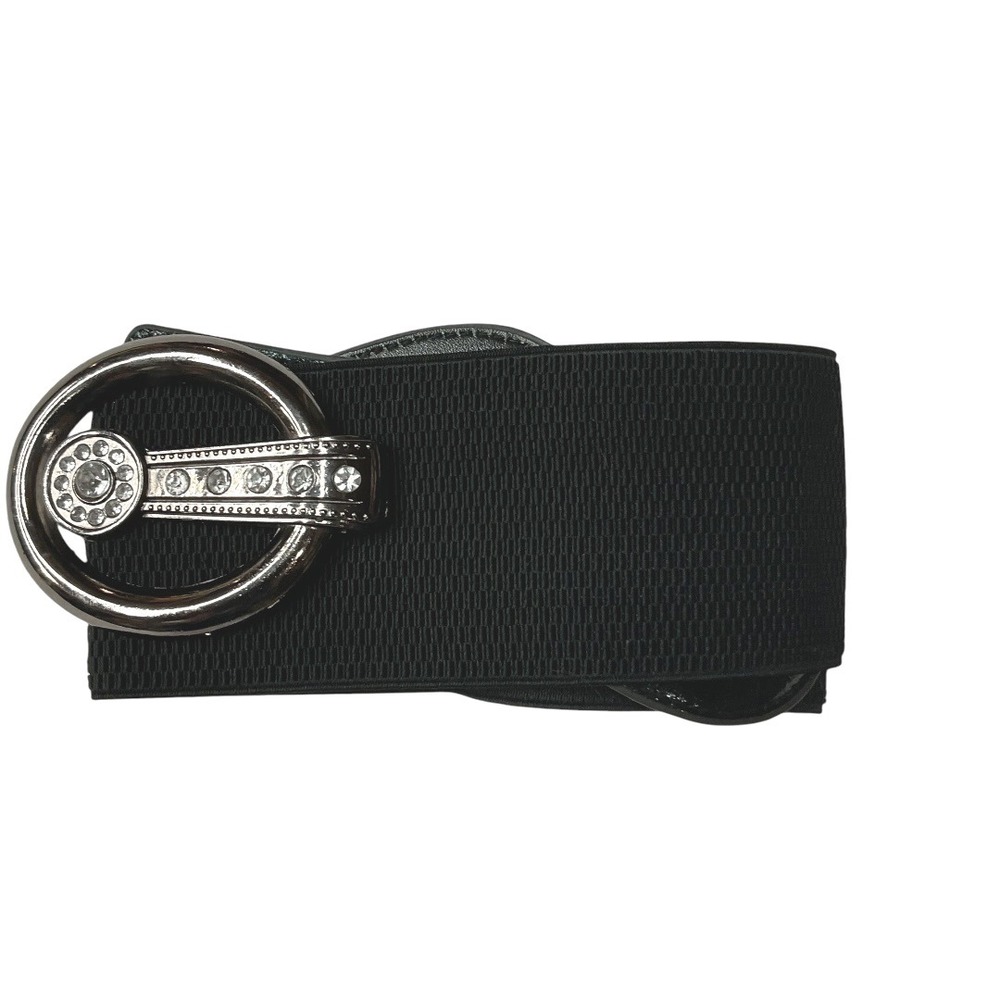 Y2K Womens Elastic Wide Belt Rhinestone Buckle Fashion Waist Belt One Size Bling